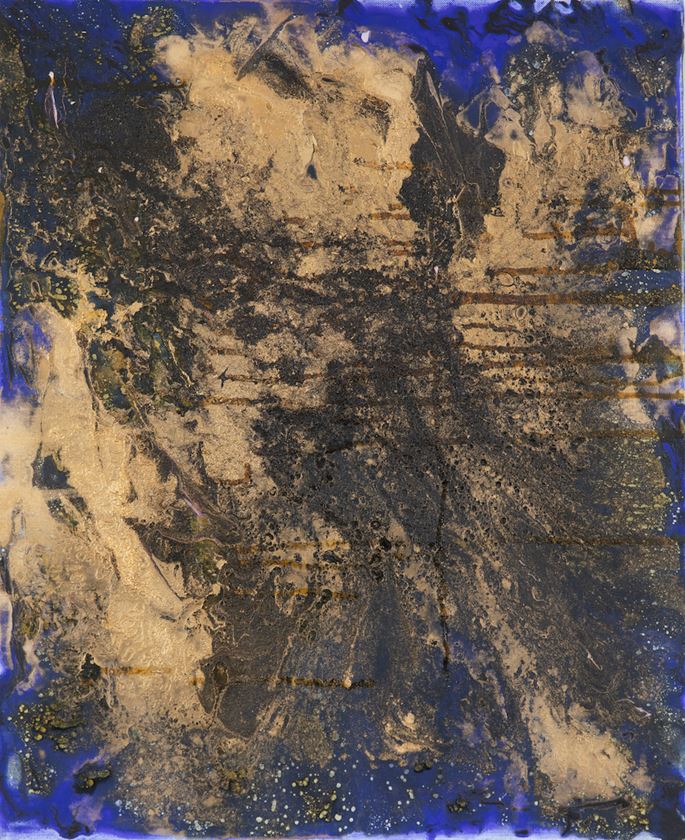 Lélia Pissarro, Contemporary - Abstract Composition in Blue &amp; Gold 2 | MasterArt